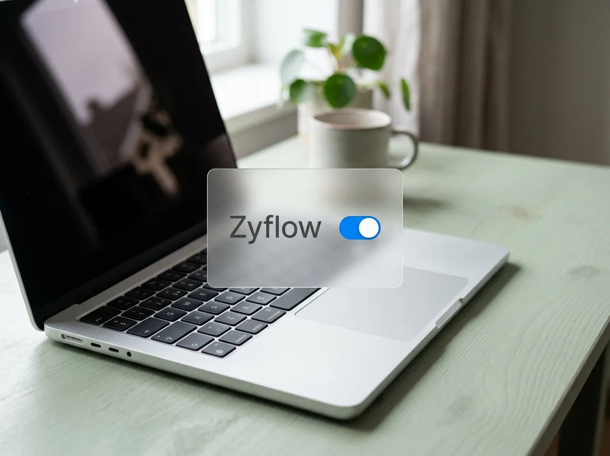 A laptop with Zyflow switched on